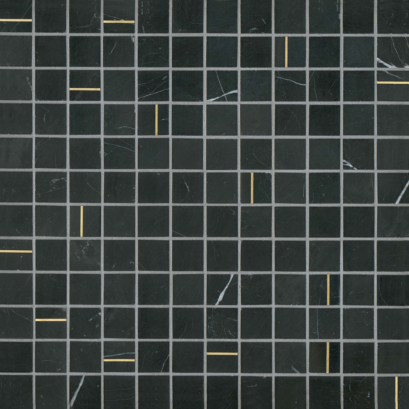 Bedrosians Ferrara 1" x 1" Mosaic Tile with Brass Nero