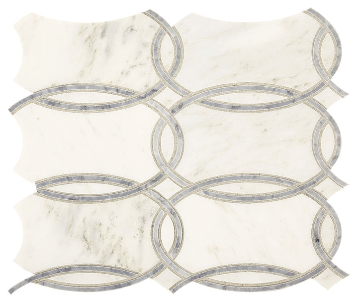 Marazzi Castellina Stone Mosaic 14" X 12" Trellis White And Gray