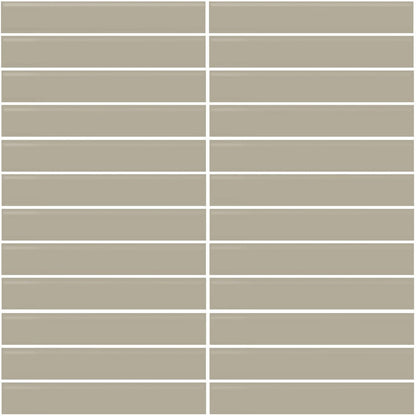 Daltile Color Wheel Mosaic 12'' X 10'' Straight 1'' X 6'' Glossy Architectural Gray