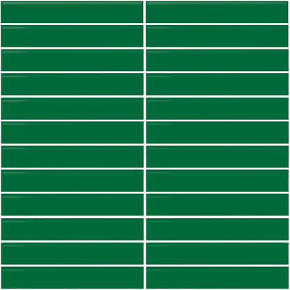 Daltile Color Wheel Mosaic 12'' X 10'' Straight 1'' X 6'' Glossy Emerald