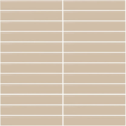 Daltile Color Wheel Mosaic 12'' X 10'' Straight 1'' X 6'' Glossy Urban Putty