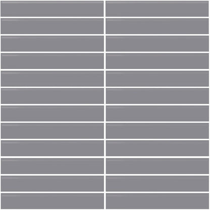 Daltile Color Wheel Mosaic 12'' X 10'' Straight 1'' X 6'' Glossy Suede Gray