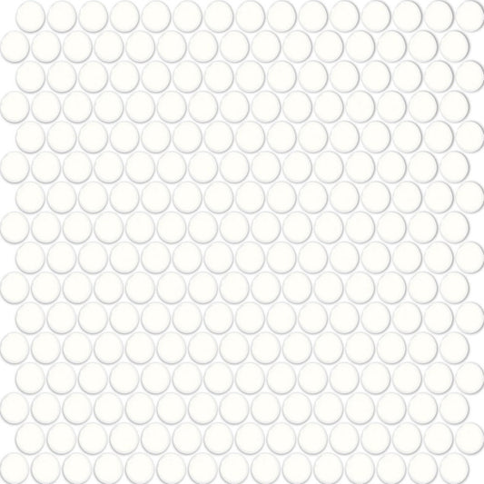 Daltile Color Wheel Mosaic 13'' X 11'' Penny Glossy Arctic White