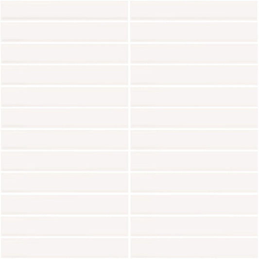 Daltile Color Wheel Mosaic 12'' X 10'' Straight 1'' X 6'' Glossy Arctic White