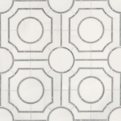 MS International Decorative Mosaic 12" x 12" Geometric Bianco Dolomite Regency 