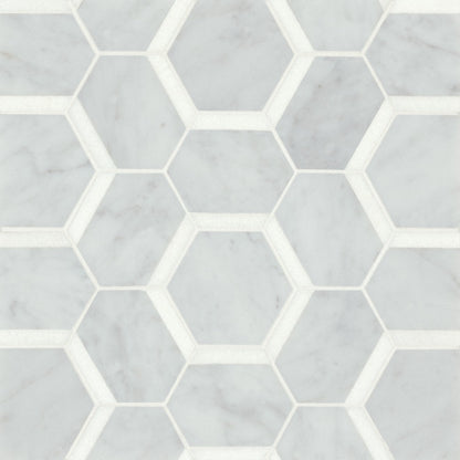 Bedrosians Matisse Mosaic 4 Marble 10.5" x 12" White Carrara & Thassos