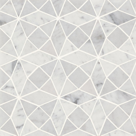 Bedrosians Monet 10.25" x 10.25" Honed Marble Mosaic White Carrara