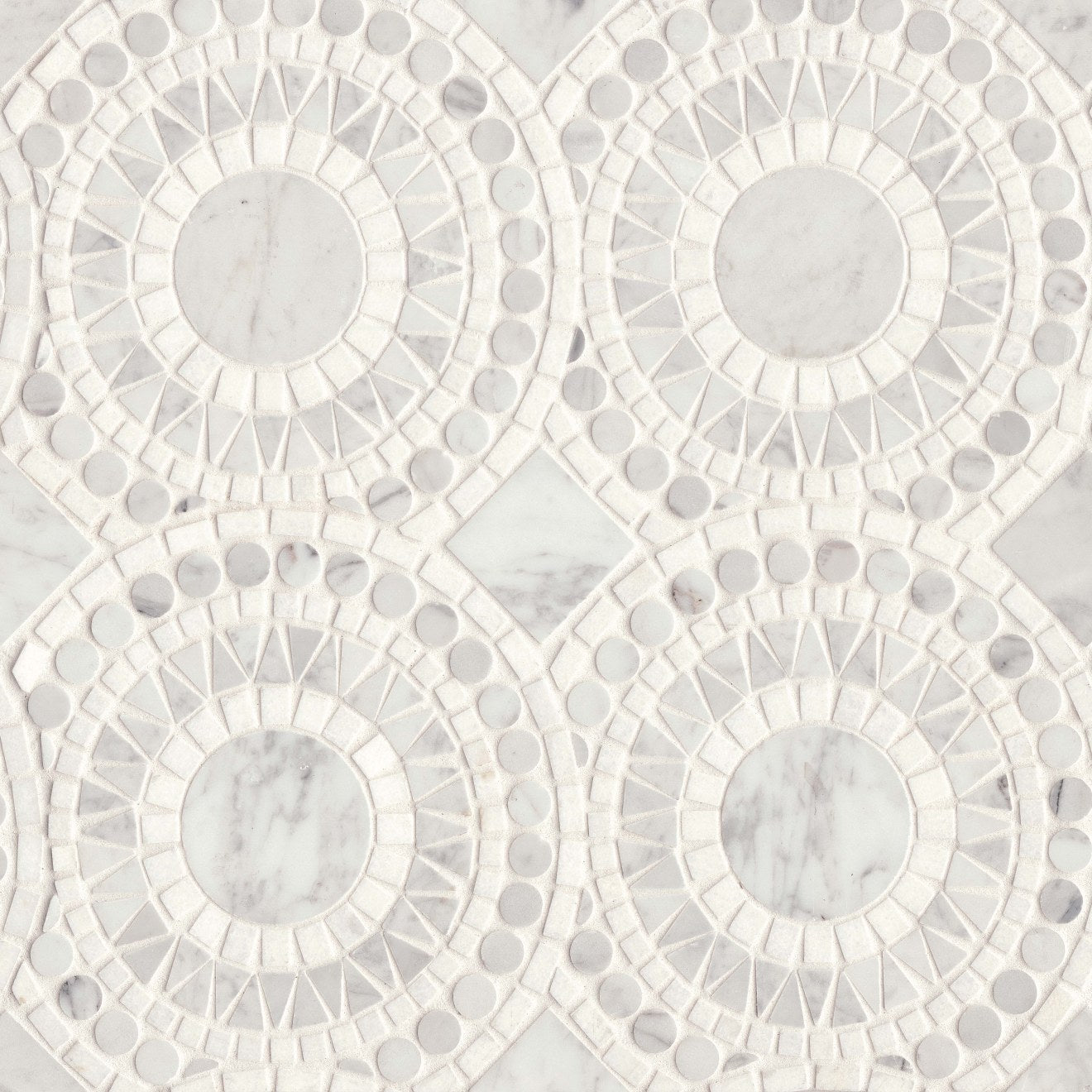 Bedrosians Solis 14.25" x 14.25" Honed  White Carrara / White Thassos