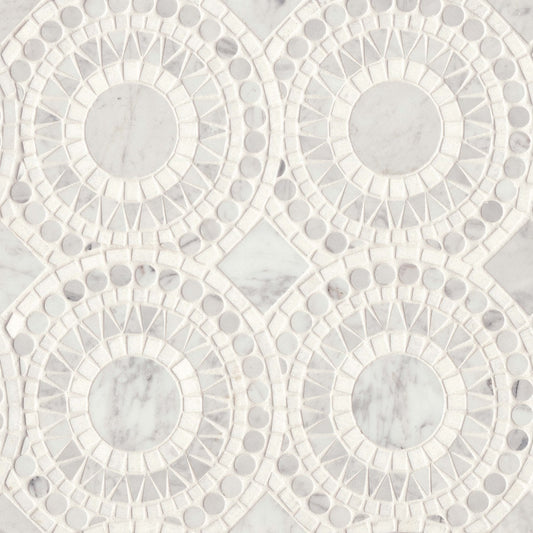 Bedrosians Solis 14.25" x 14.25" Honed  White Carrara / White Thassos