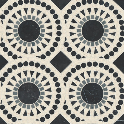 Bedrosians Solis 14.25" x 14.25" Honed  Nero Marquina/Bardiglio/Myra Beige