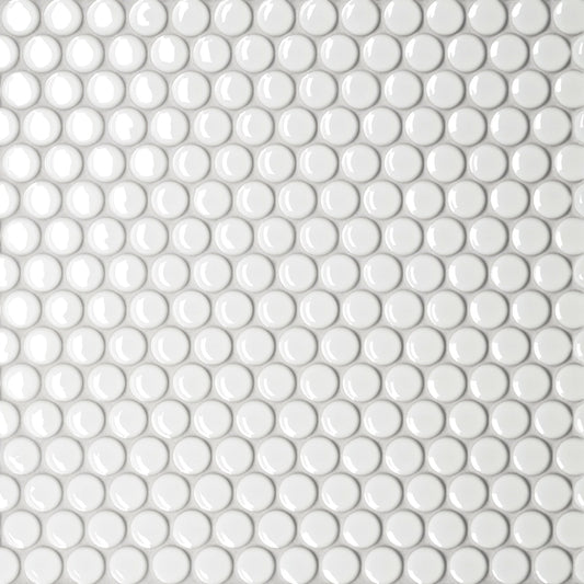 Bedrosians Le Cafe 1" x 1" Penny Round Glossy White