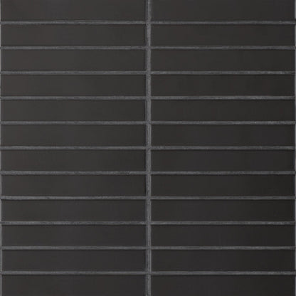 Bedrosians Le Cafe 1" x 6" Straight Stack Mosaic Matte  Black
