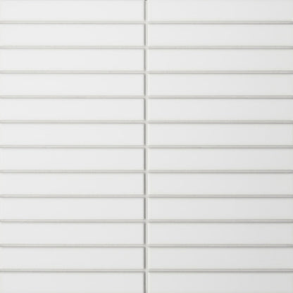 Bedrosians Le Cafe 1" x 6" Straight Stack Mosaic Matte  White