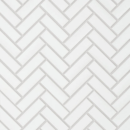 Bedrosians Le Cafe 1" x 3" Herringbone Mosaic Matte White