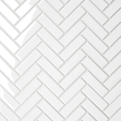 Bedrosians Le Cafe 1" x 3" Herringbone Mosaic Glossy White