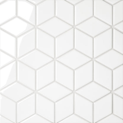 Bedrosians Le Cafe 2" x 3" Diamond Mosaic Glossy White