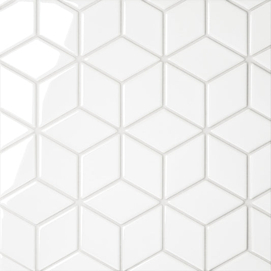 Bedrosians Le Cafe 2" x 3" Diamond Mosaic Glossy White