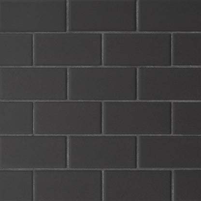 Bedrosians Le Cafe 2" x 4" Off Set Mesh Mount Mosaic Matte Black