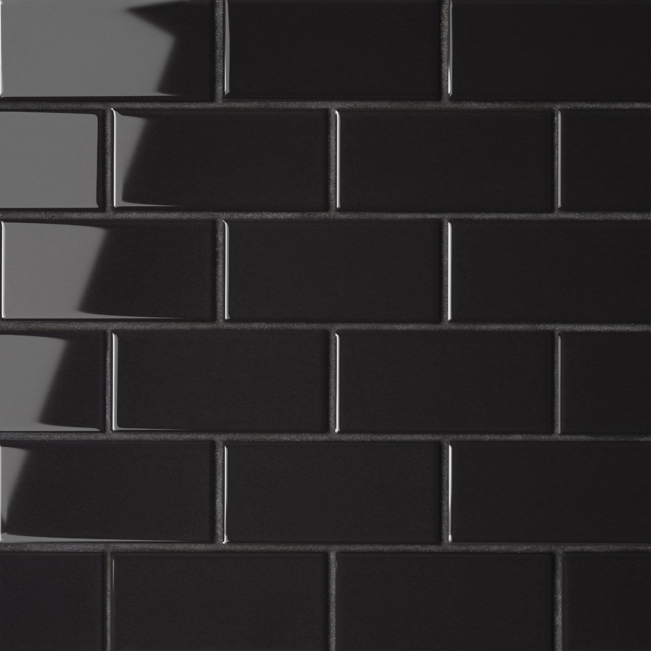 Bedrosians Le Cafe 2" x 4" Off Set Mesh Mount Mosaic Glossy Black
