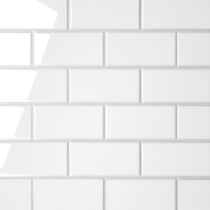 Bedrosians Le Cafe 2" x 4" Off Set Mesh Mount Mosaic Glossy White