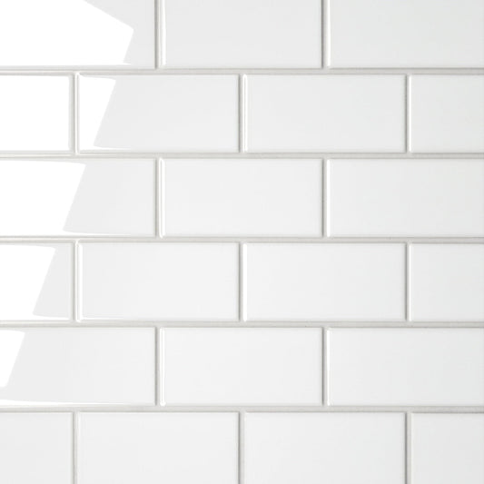 Bedrosians Le Cafe 2" x 4" Off Set Mesh Mount Mosaic Glossy White