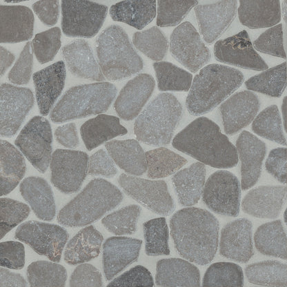 Bedrosians Waterbrook 12" x 12" Medium Sliced Pebble Mosaic Pewter Grey