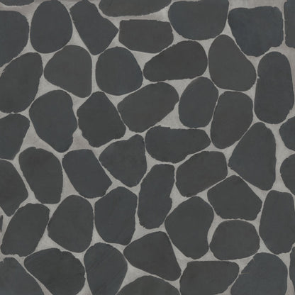 Bedrosians Waterbrook 12" x 12" Jumbo Sliced Pebble Mosaic Super Black