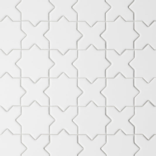Bedrosians Le Cafe 2" x 2" Cross & Star Mosaic Matte White