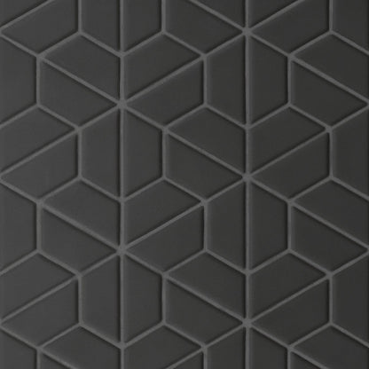 Bedrosians Le Cafe 1" x 2" Half Hexagon Mosaic Matte Black