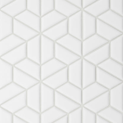 Bedrosians Le Cafe 1" x 2" Half Hexagon Mosaic Matte White
