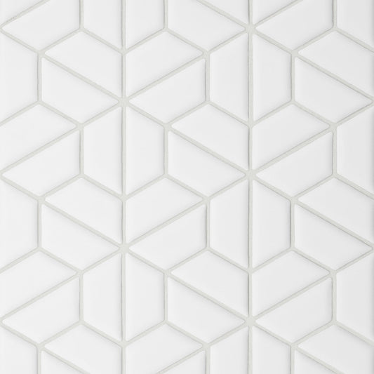 Bedrosians Le Cafe 1" x 2" Half Hexagon Mosaic Matte White