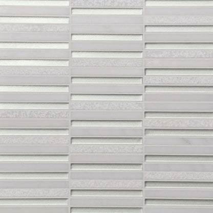 Bedrosians Kaikos 11.75" X 12" Stacked Glass / Stone Mosaic Pearl & Oriental White