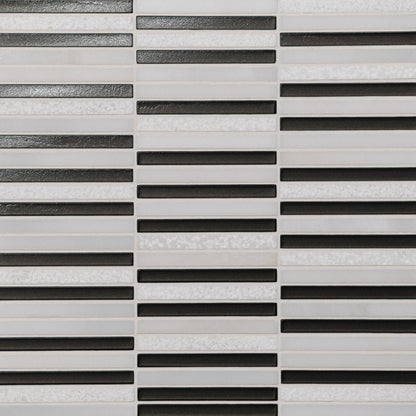 Bedrosians Kaikos 11.75" X 12" Stacked Glass / Stone Mosaic Brown & Oriental White