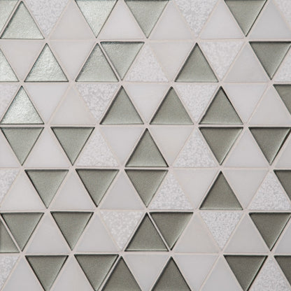 Bedrosians Kaikos 9.5" X 10" Triangle Glass/Stone Mosaic Gray & Oriental White