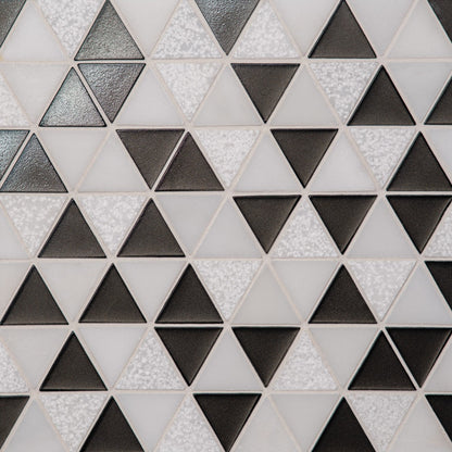 Bedrosians Kaikos 9.5" X 10" Triangle Glass/Stone Mosaic Brown & Oriental White