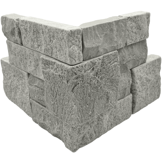 Bedrosians Marble 8"x18 Tumbled Ledger Corner Grey Marble