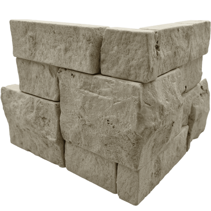 Bedrosians Limestone 8"X18" Tumbled Ledger Corner Mixed Beige & Grey