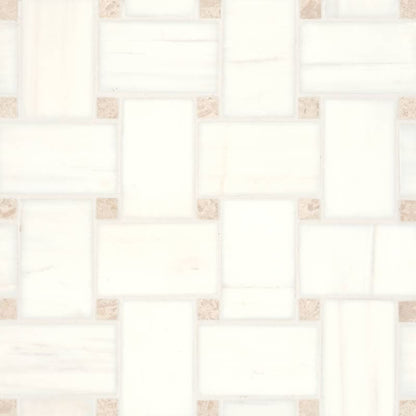 Bedrosians Marble 11.22"x11.22" Jumbo Basket Weave Mosaics Honed Dolomite / White Sand