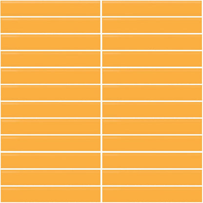 Daltile Color Wheel Mosaic 12'' X 10'' Straight 1'' X 6'' Glossy Mustard