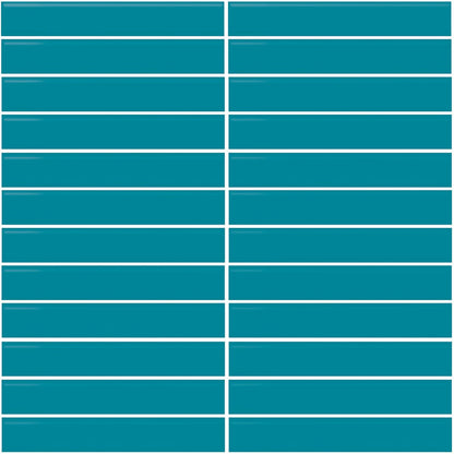 Daltile Color Wheel Mosaic 12'' X 10'' Straight 1'' X 6'' Glossy Ocean Blue