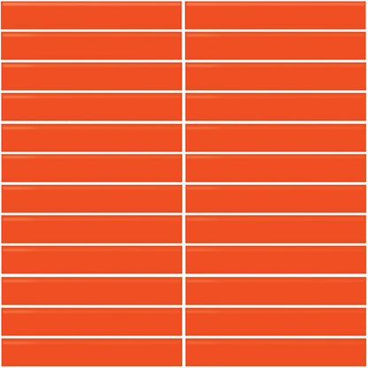 Daltile Color Wheel Mosaic 12'' X 10'' Straight 1'' X 6'' Glossy Orange Burst
