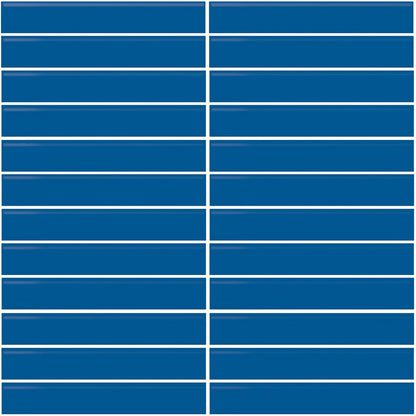 Daltile Color Wheel Mosaic 12'' X 10'' Straight 1'' X 6'' Glossy Sea Breeze