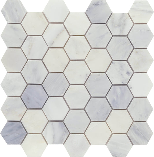 Emser Winter Frost 12"x12" Hexagon Mix Mosaic 2" Winter frost