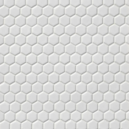 Tile Shop Hex 12x12 Mosaic 1'' Matte White