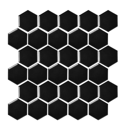 Tile Shop Hex 12x12 Mosaic 2'' Matte Black