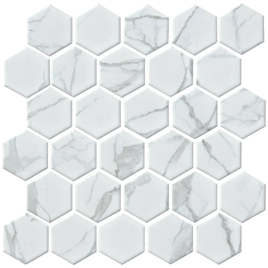 Tile Shop Carrara 2" Hexagon Snow White