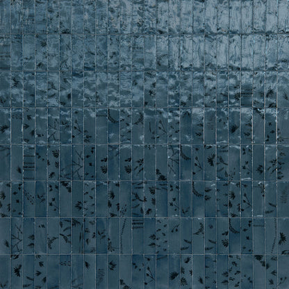 Marazzi Rice 2" X 6"  Blu Deco Leaf