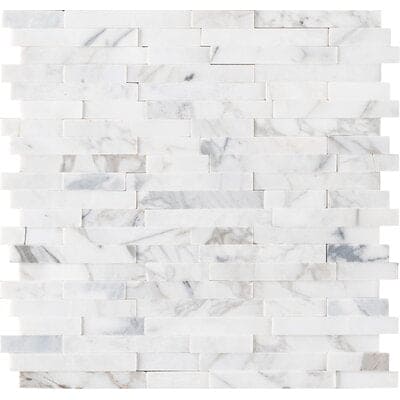 MS International Natural Stone Marble 12" x 12" Mosaic Calacatta Cressa  Peel & Stick 3D