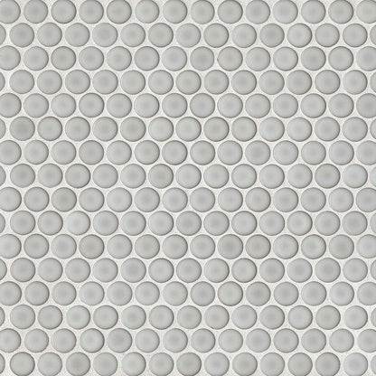 Bedrosians 360 3/4" Penny Rounds Mosaic - Gloss 12"x12" Dove Grey