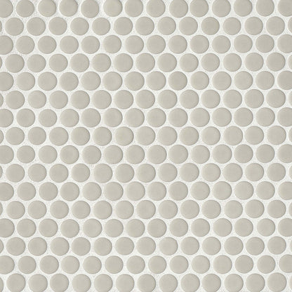 Bedrosians 360 3/4" Penny Rounds Mosaic - Gloss 12"x12" Off White